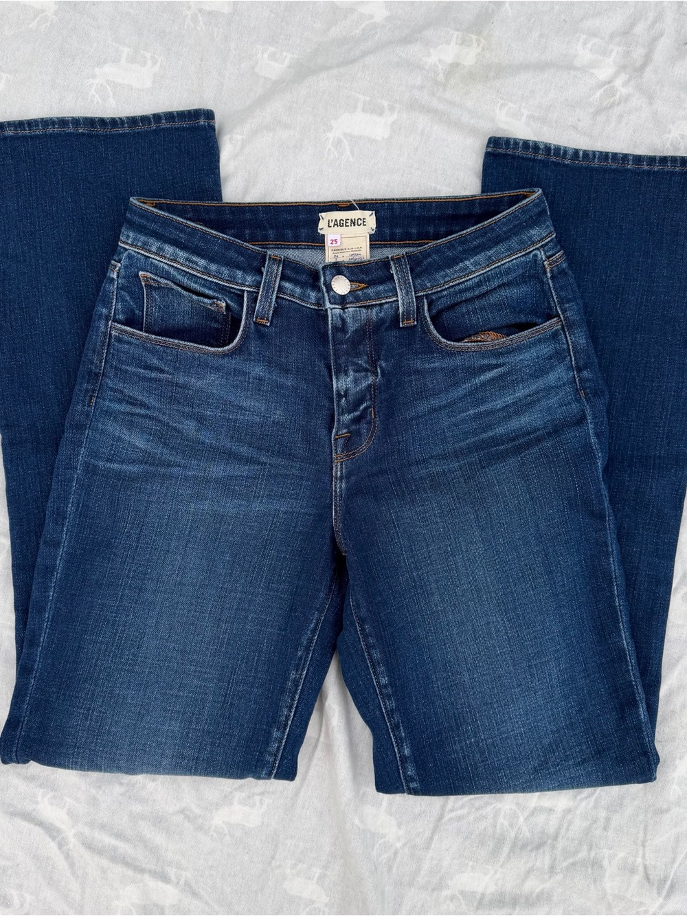 L'Agence Courtney Zirconia Dark Wash Straight Jeans
